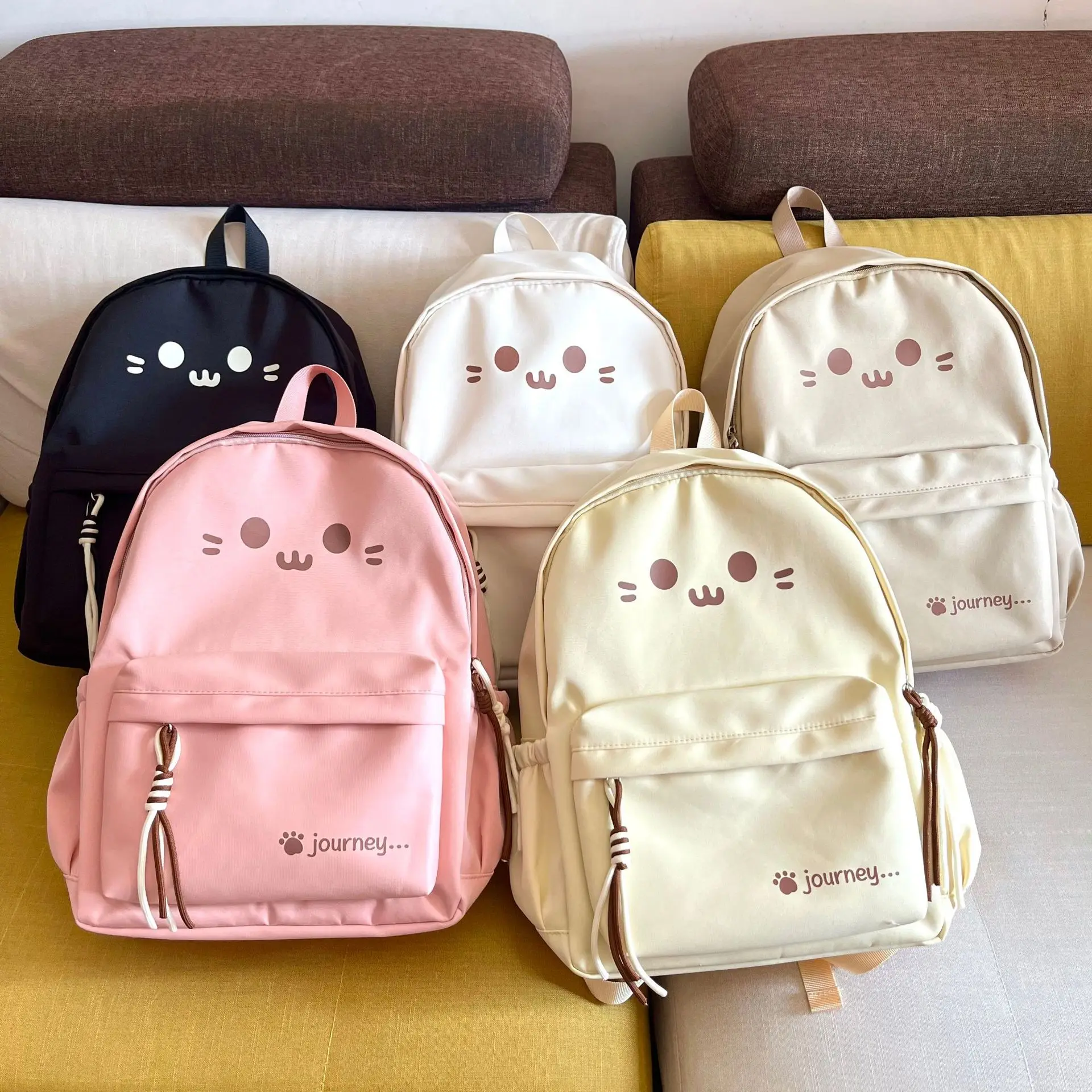 日系原宿ins古着感卡通书包女韩版复古学生双肩包大容量春游背包