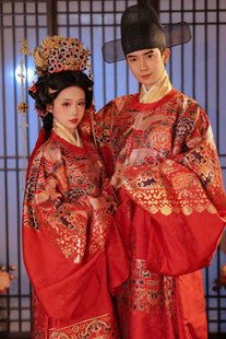 琉鱼汉服一品文官服仙鹤簪缨明制男女圆领袍汉婚礼服富贵璎珞