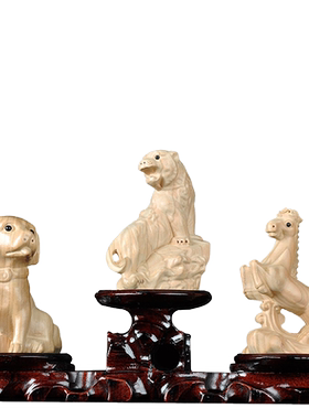 缘纯桃木三合生肖虎马狗客厅