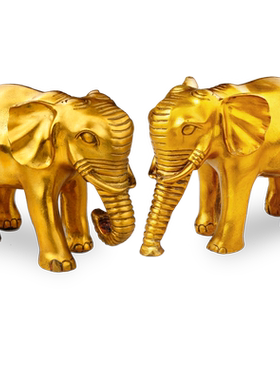 普生缘铜大象吸水一对工艺摆件