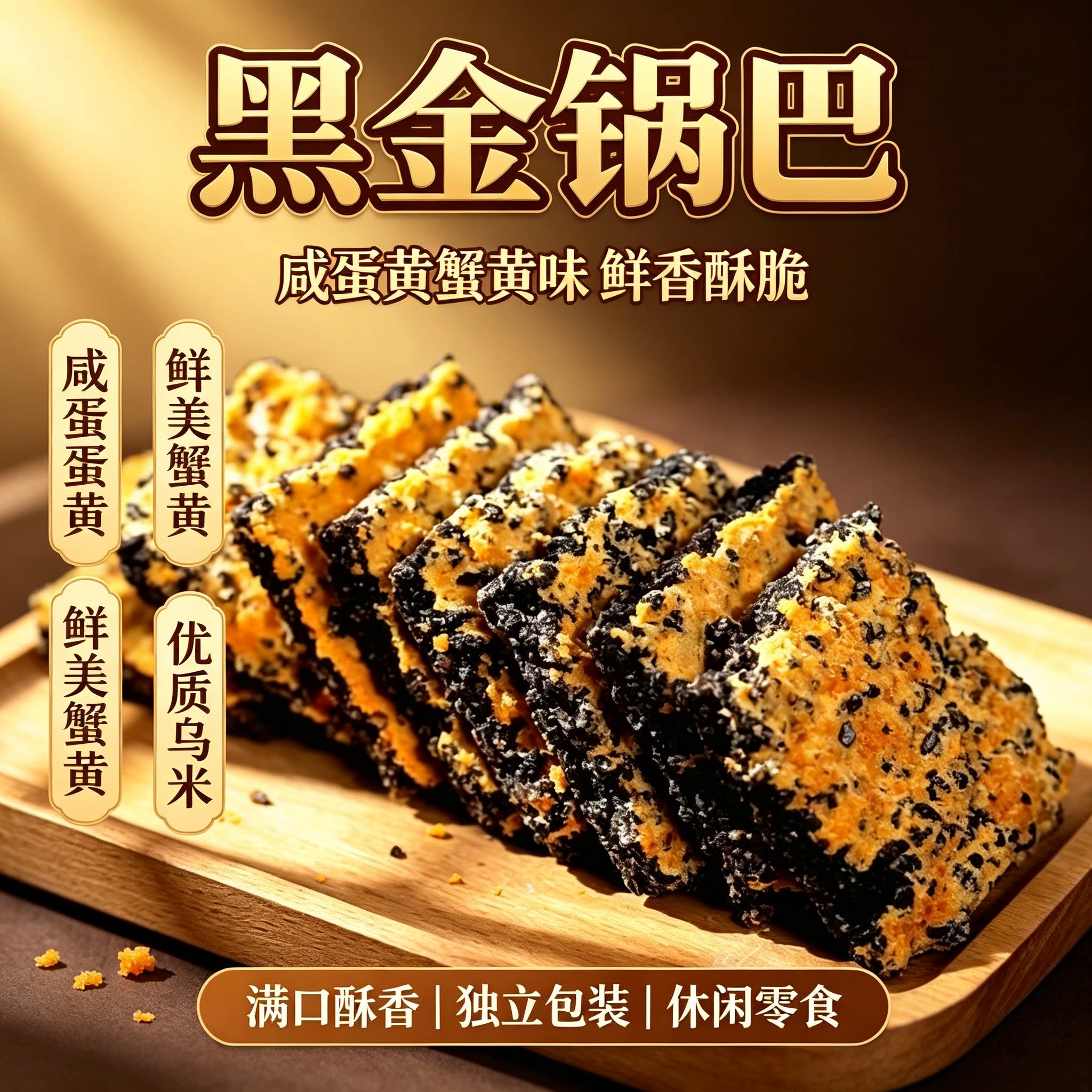 黑金锅巴黑米咸蛋黄肉松味