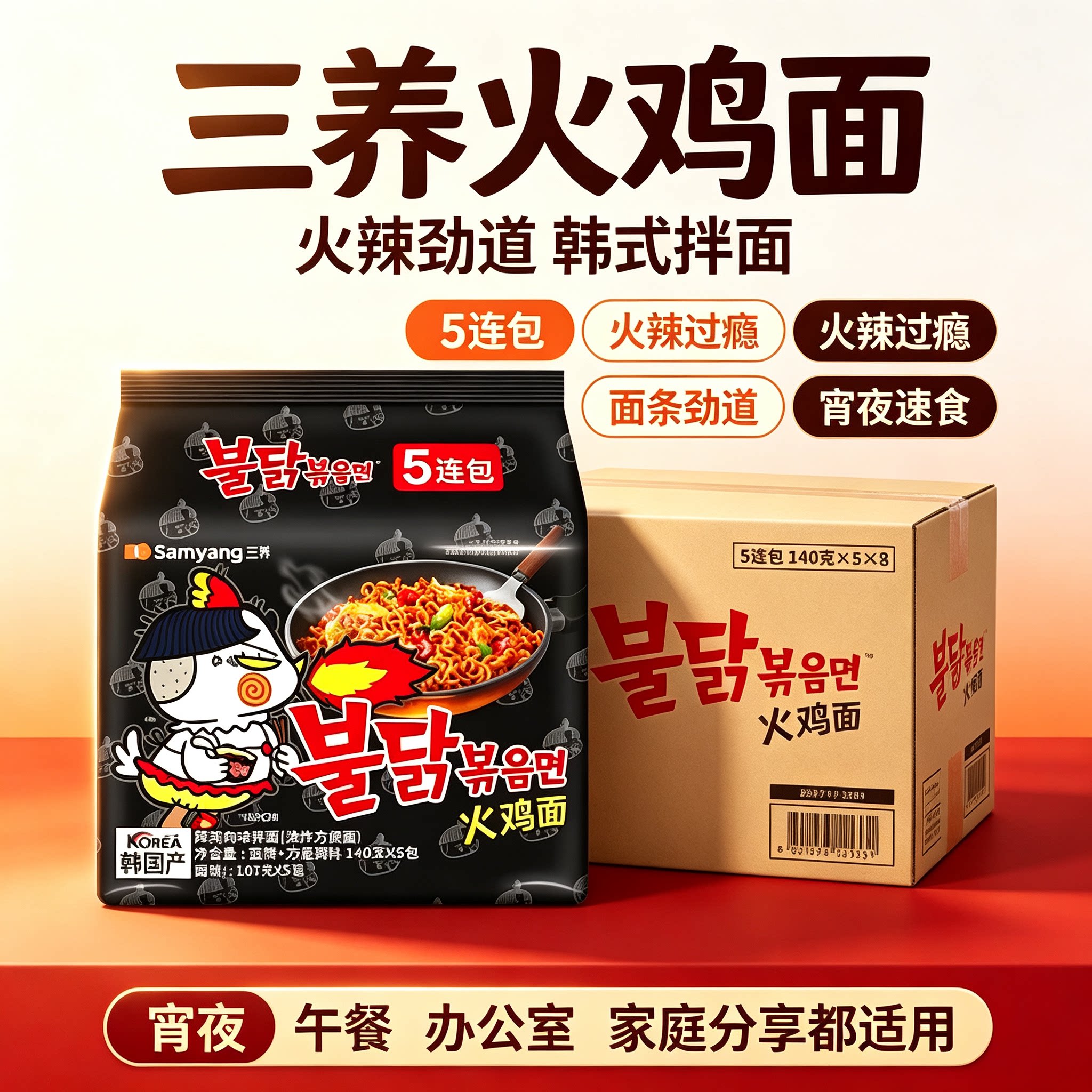 三养火鸡面韩国进口辣鸡肉味