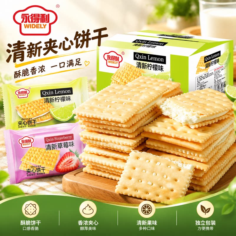 永得利清新柠檬夹心饼干
