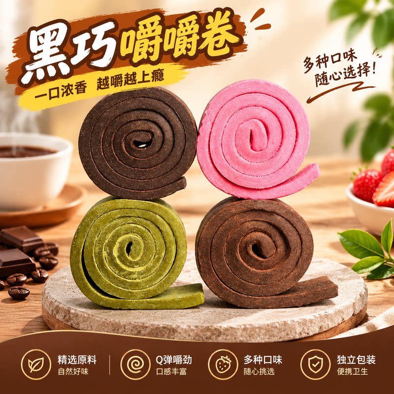 巧克力黑巧嚼嚼卷多口味巧克力