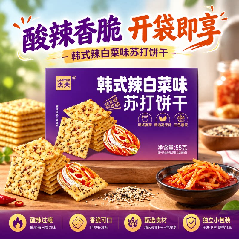 酸辣香脆杰夫韩式辣白菜苏打饼干
