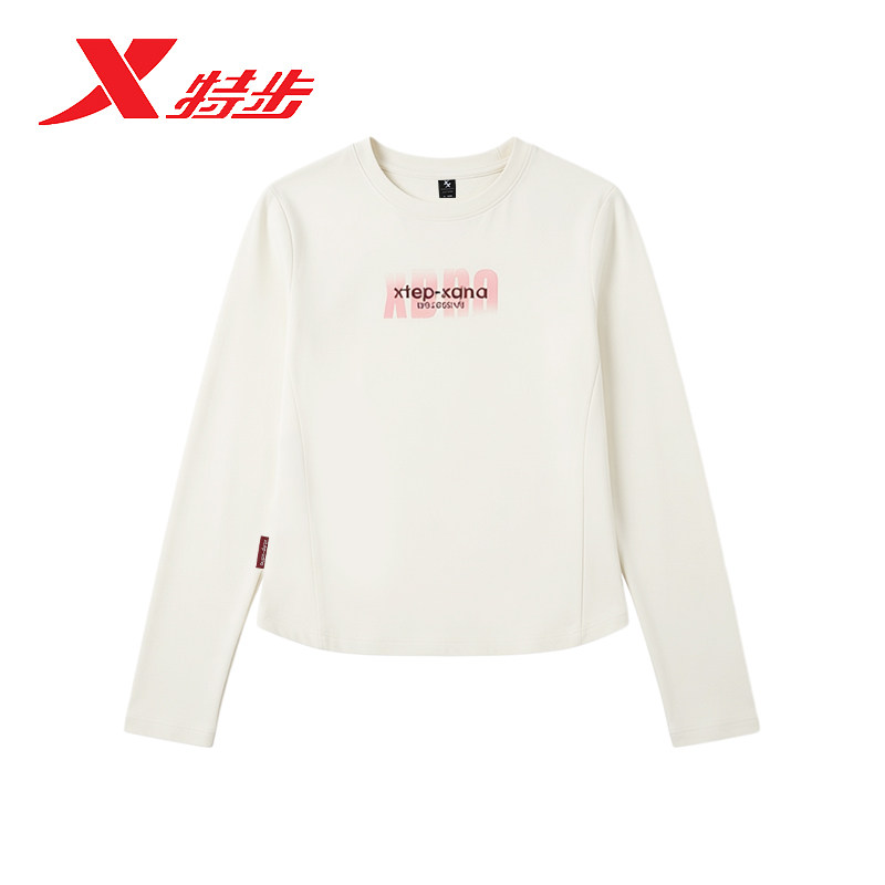 特步加绒针织上衣女2026春季新款日常通勤打底套头衫974128030198