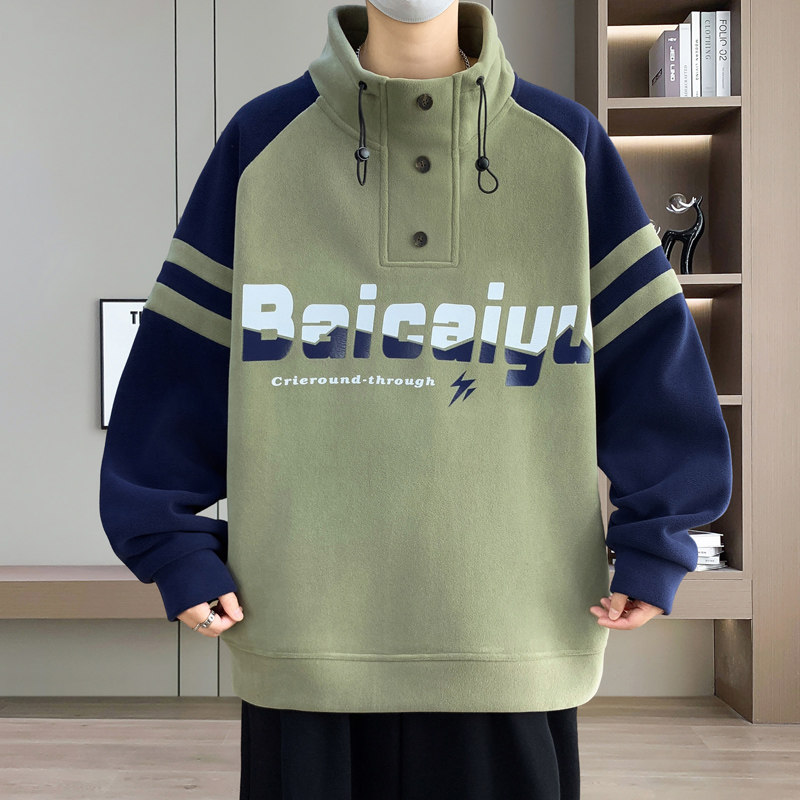 奥粒绒半高领卫衣男保暖打底衫厚
