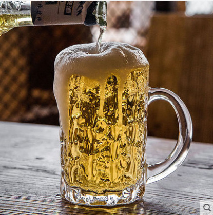 日本进口佐佐木水晶玻璃啤酒杯扎啤茶杯水杯加厚把轻薄家用果汁杯