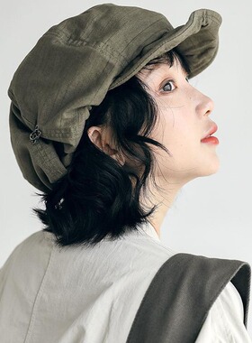 春秋季新款设计师自留款大版显脸小日系文艺帽子女复古画家贝雷帽