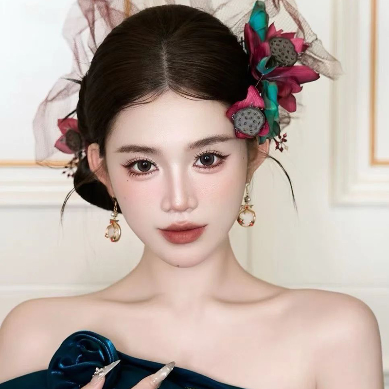 新款中式仿真古风莲雾发夹