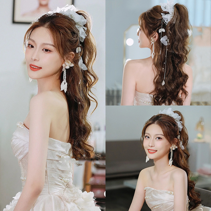 头花发带娟纱合金串珠日韩超仙美