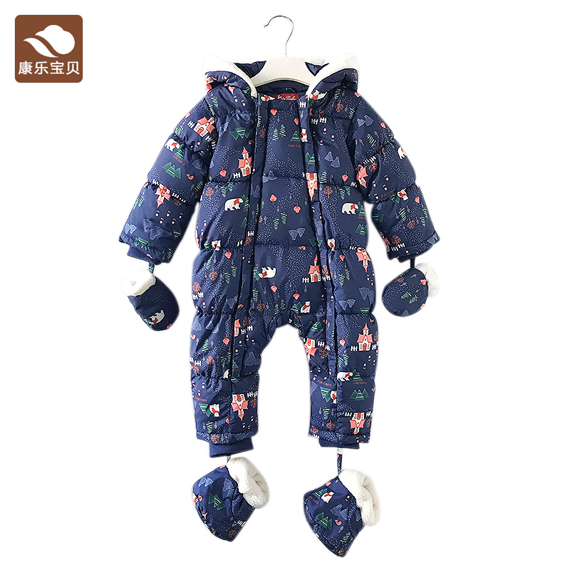 婴幼儿棉服连体衣冬装宝宝6-9-12月保暖外出棉袄抱衣冬季哈衣加厚