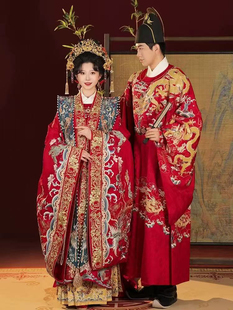 【出租】桃花序百鸟朝凤明制婚服重工中式嫁衣凤冠霞帔汉服男女