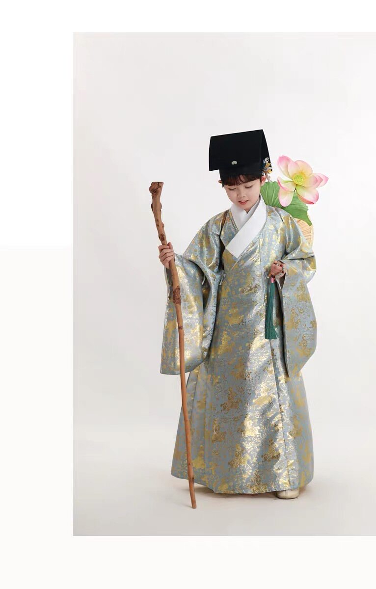 出租。喵小喵汉服 男童男宝宝明制汉服绵阳太子纹织金道袍图片