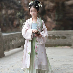 出租 喵小喵汉服女童儿童荷花宋褙子宋制三件套仙女可爱表演