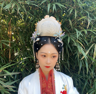出租【十九匠造【白茸欲采苹花发冠唐风汉服头冠宋制宋冠汉婚头饰