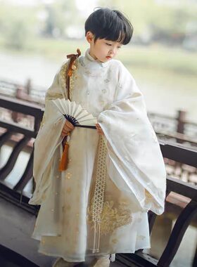 出租灵菊原创宋圆领广袖儿童男宝宝男童中国风汉元素汉服春秋宋制