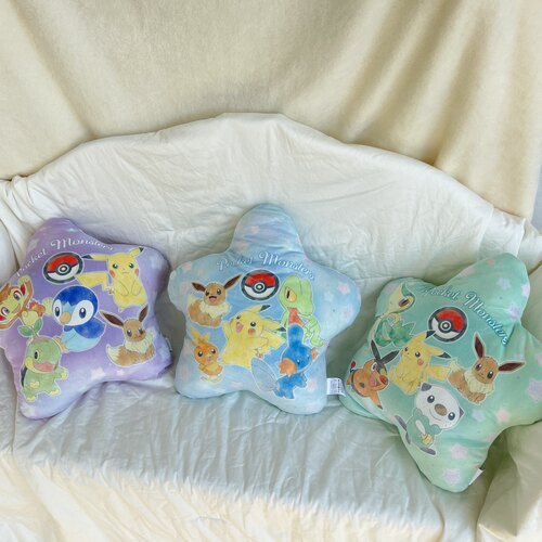 日单尾货宝可梦周边pocketmon神奇宝贝五角星梦幻印花弹力绵靠垫