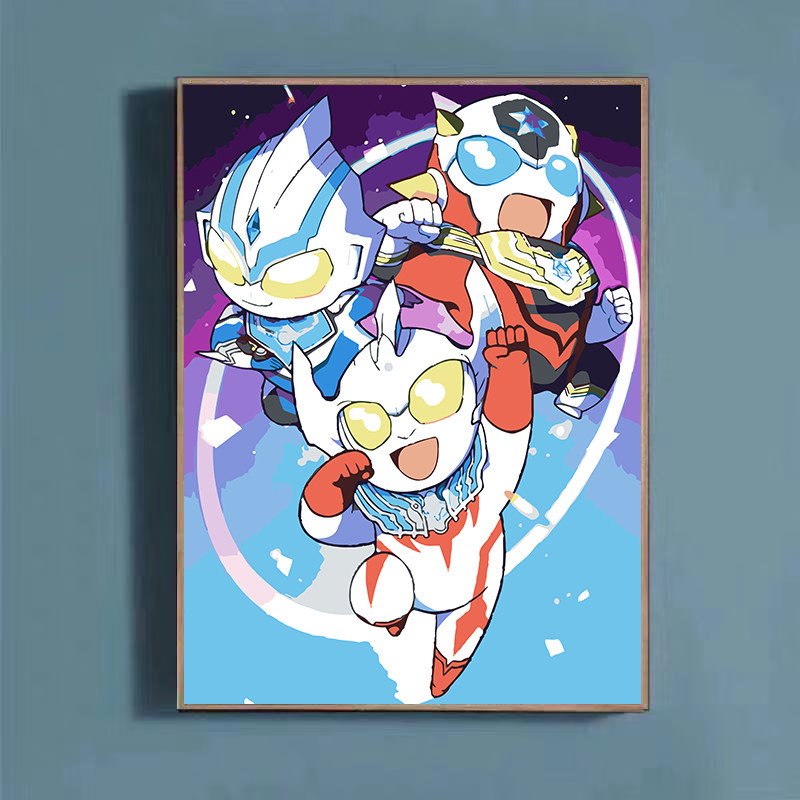 数字油画diy手工填色画手绘填充日式动漫卡通儿童画画迪迦奥特曼