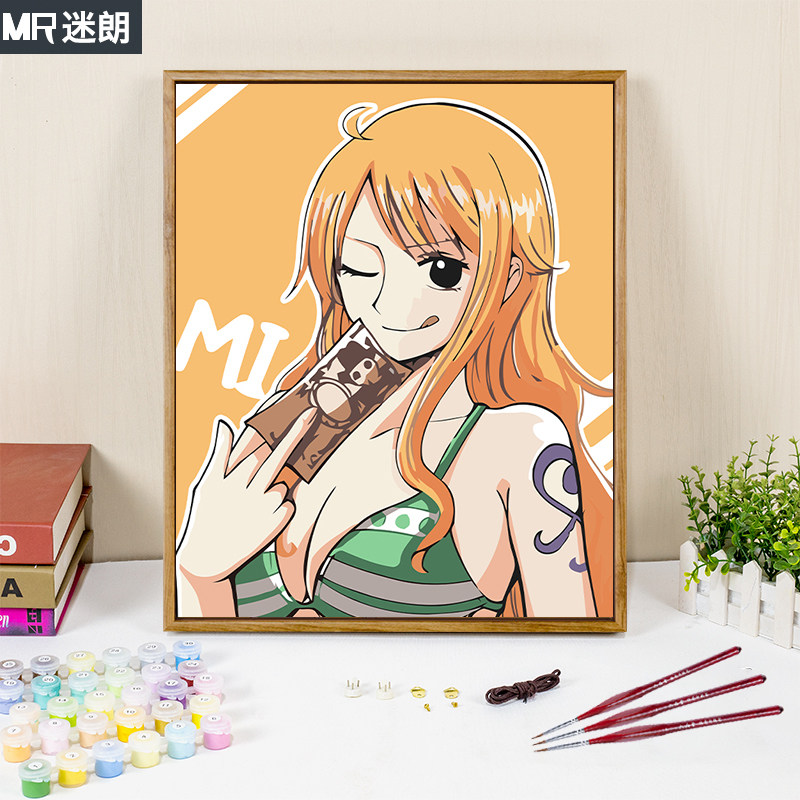 画画diy数字油画手工填色卡通动漫海贼王娜美手绘填充治愈油彩画