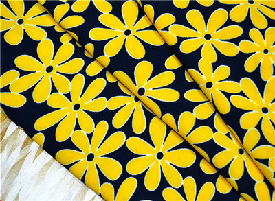 韩国进口黄色花朵弹力时装面料