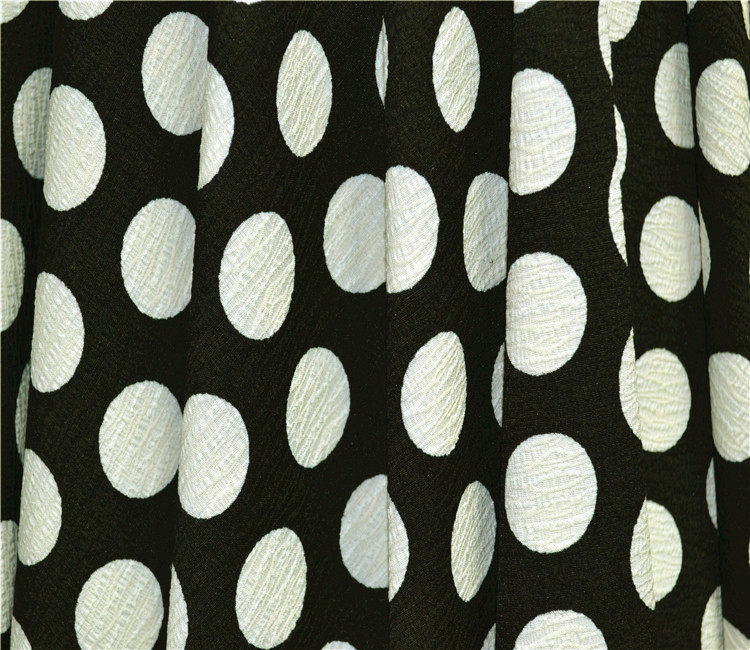 经典再现 黑底白色水玉大波点微弹凹凸时装面料 小外套连衣裙旗袍