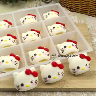卡通粉色大红蝴蝶结猫头巧克力蛋糕成品DIY装饰摆件生日礼物配件