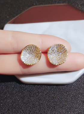 不规则圆圈耳环韩国气质网红银针耳钉法式复古优雅耳饰耳夹无耳洞