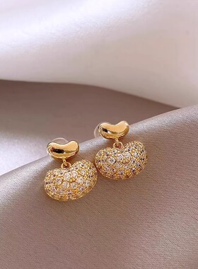 锆石豆豆耳钉女新款法式小巧精致独特耳饰轻奢小众设计高级感耳环