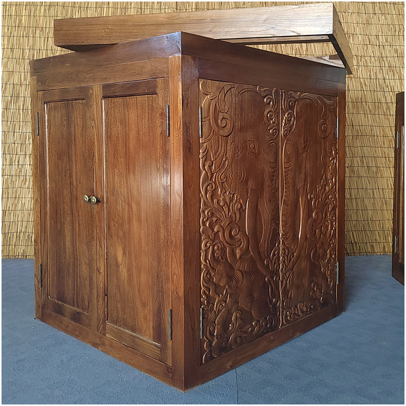 实木新中式定做制雕刻大象荷花鱼缸底柜水族箱鱼缸柜水草鱼缸底座