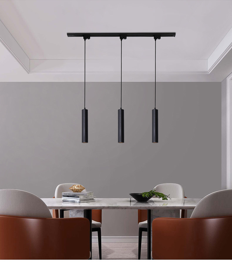 吧台黑色小吊灯长筒led吊灯简约圆柱形餐厅单头创意锥形吊线射灯