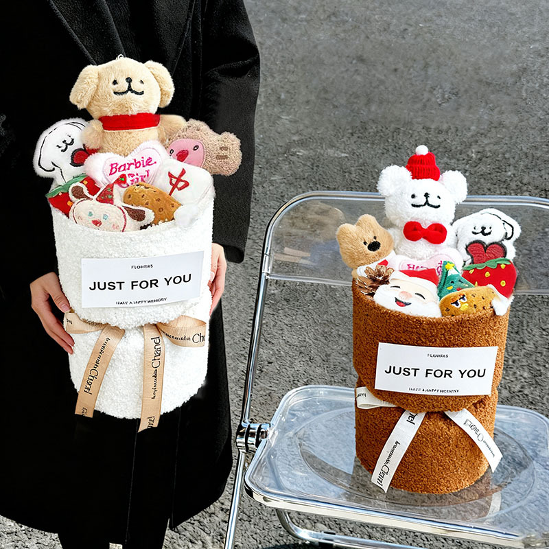 线条小狗玩偶花束可爱圣诞节礼物