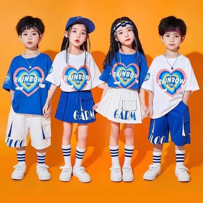 幼儿园六一舞蹈合唱表演服儿童啦啦队服装小学生运动会合唱服蓝色