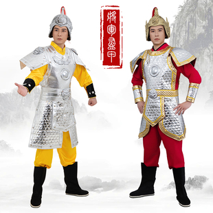 戏曲古装舞台演出男装战场将士小兵服装将军岳飞大帅戏服铠甲盔甲