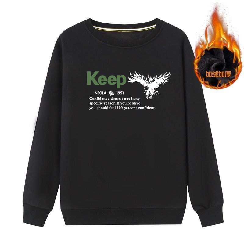 2025冬装加绒加厚新款男装纯棉卫衣男银狐绒 青少年学生外套宽松