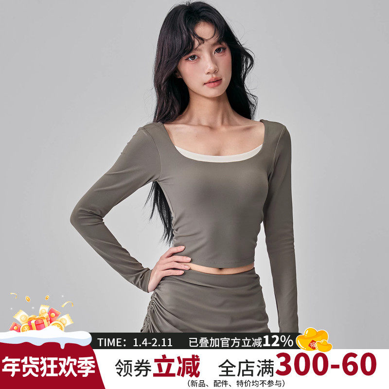 秋冬带胸垫瑜伽服女美背显瘦运动上衣外穿普拉提健身训练长袖新款,运动服/休闲服装,健身衣,淘宝优惠券,粉丝福利购,淘宝优惠卷