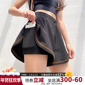 宽松带兜跑步瑜伽运动裙裤 云端贝壳假两件健身短裤 女防走光夏季 薄