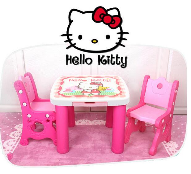 Hellokitty兒童桌椅套裝幼兒園桌子寶寶學習書桌卡通塑料游戲桌椅