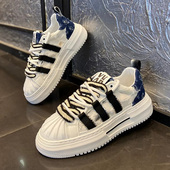 三杠板鞋 贝壳头男鞋 男 破洞透气厚底增高小白鞋 经典 2025年秋季 新款