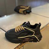 秋季 新款 皮面包底老爹鞋 潮牌男鞋 厚底高级感增高舒适百搭运动鞋 男