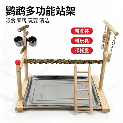 玄凤鹦鹉站架带食碗攀爬梯啃咬架