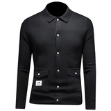 2025秋冬季新款开衫毛衣钱塘60113602P140镂空黑色，男装针织衫/毛衣，钱塘6011