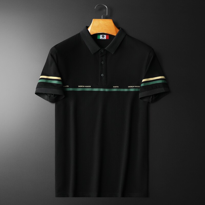 2023夏季新款短袖polo衫 钱塘 3021-2 33917 P70 平铺 黑色图片