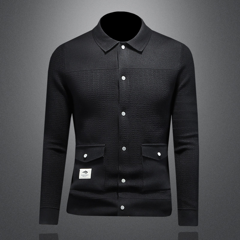 2025秋冬季新款开衫毛衣钱塘60113602P140镂空黑色，男装针织衫/毛衣，钱塘6011