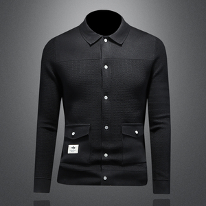 2025秋冬季新款开衫毛衣 钱塘 6011 3602 P140 镂空黑色,男装针织衫/毛衣,钱塘6011