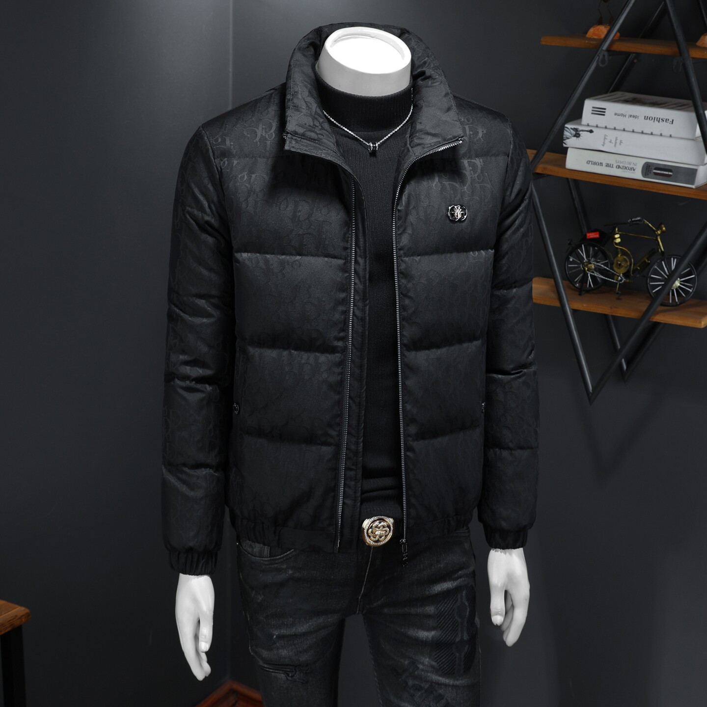 2025冬季新款90%白鸭绒立领提花羽绒服钱塘6011-6639P325假模,男装羽绒服,钱塘6011