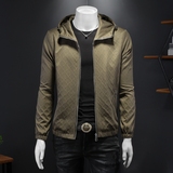 2025新款植绒绣标连帽休闲修身夹克钱塘60116623P175假模，男装夹克，钱塘6011