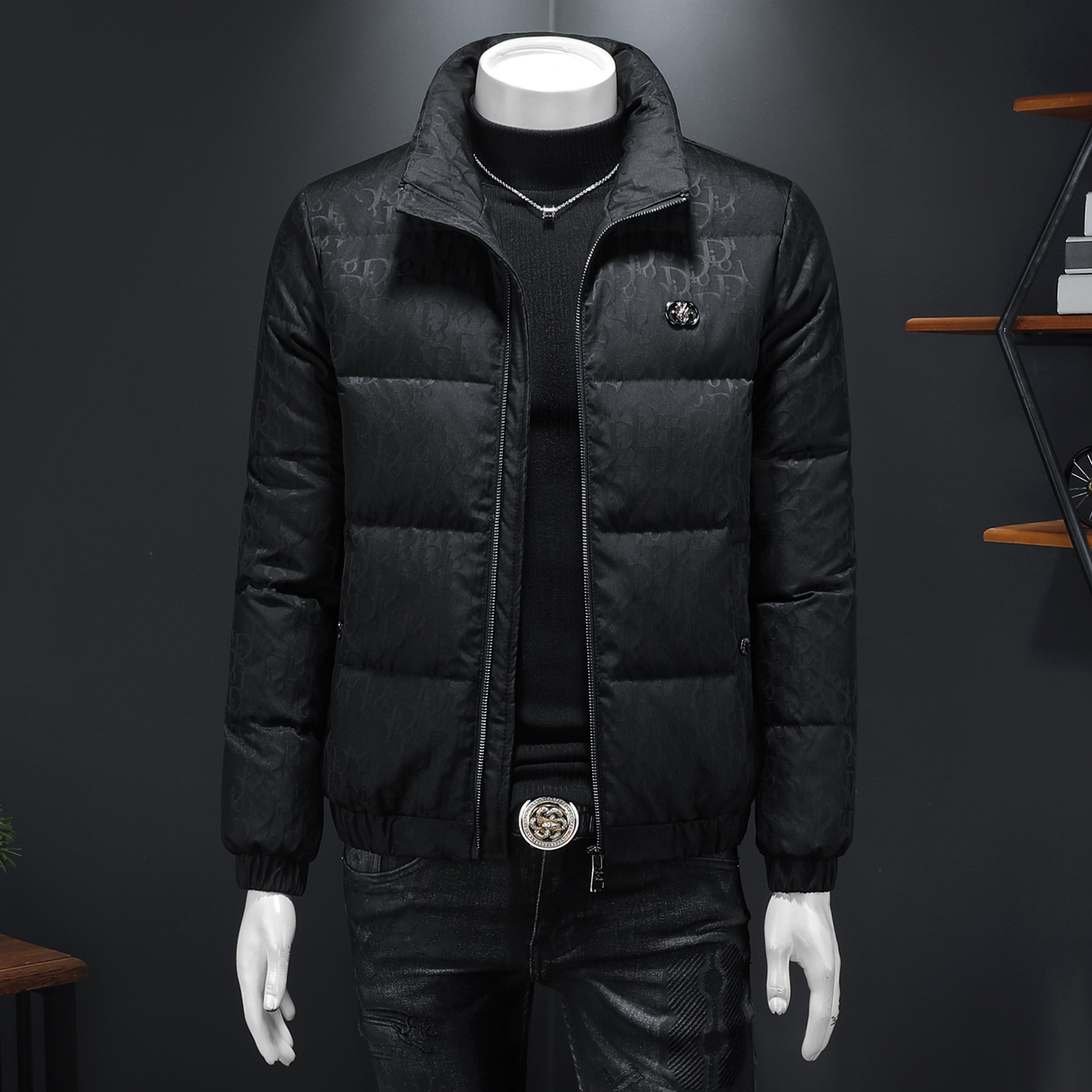 2025冬季新款90%白鸭绒立领提花羽绒服钱塘6011-6639P325假模，男装羽绒服，钱塘6011