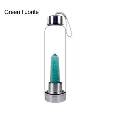 Natural Quartz Gemstone Glass Water Bottle Direct Drinking C