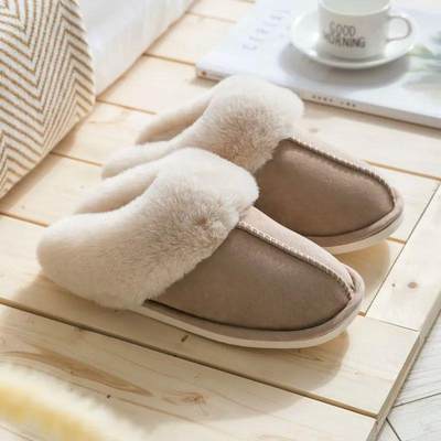 2023 Winter Warm Home Fur Slippers Women Luxury Faux Suede P